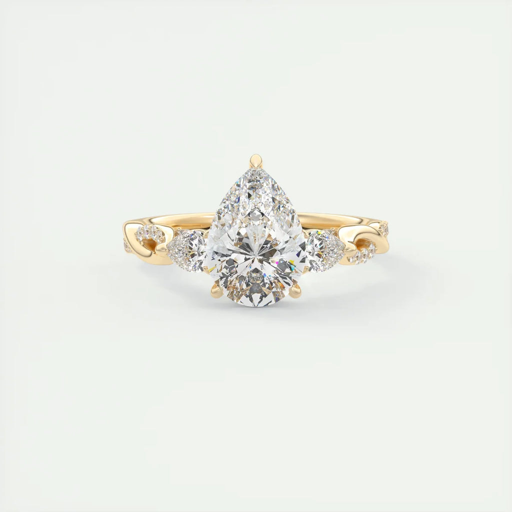 2 Carat Twisted Pavé Pear Solitaire