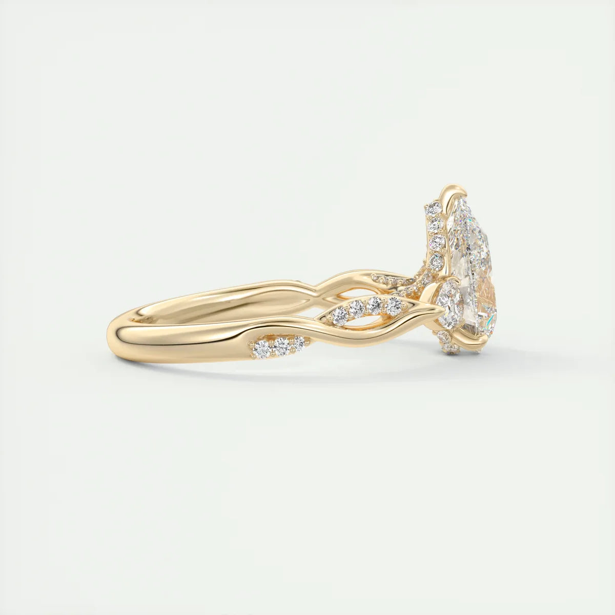 2 Carat Twisted Pavé Pear Solitaire