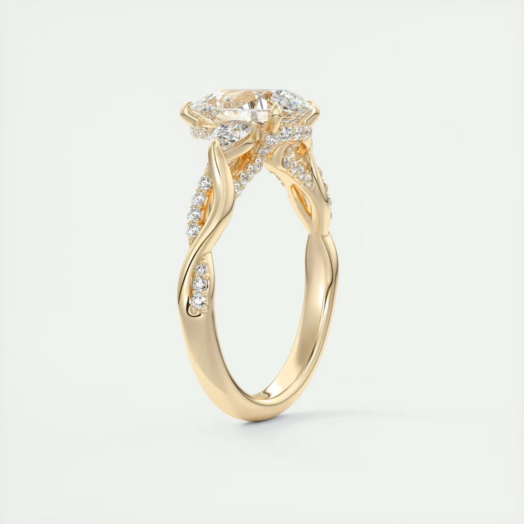 2 Carat Twisted Pavé Pear Solitaire