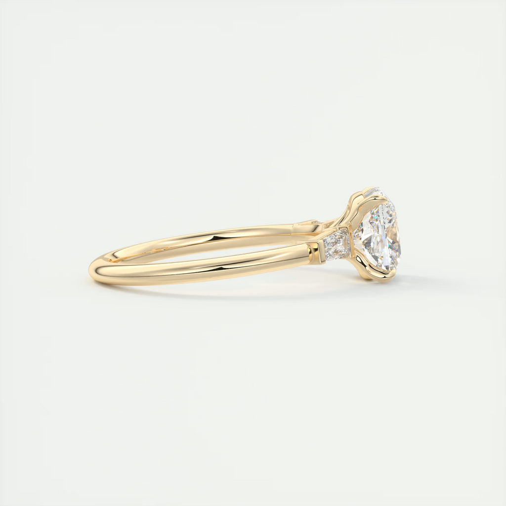 2 Carat Cushion Plunge Three-Stone Engagement Ring