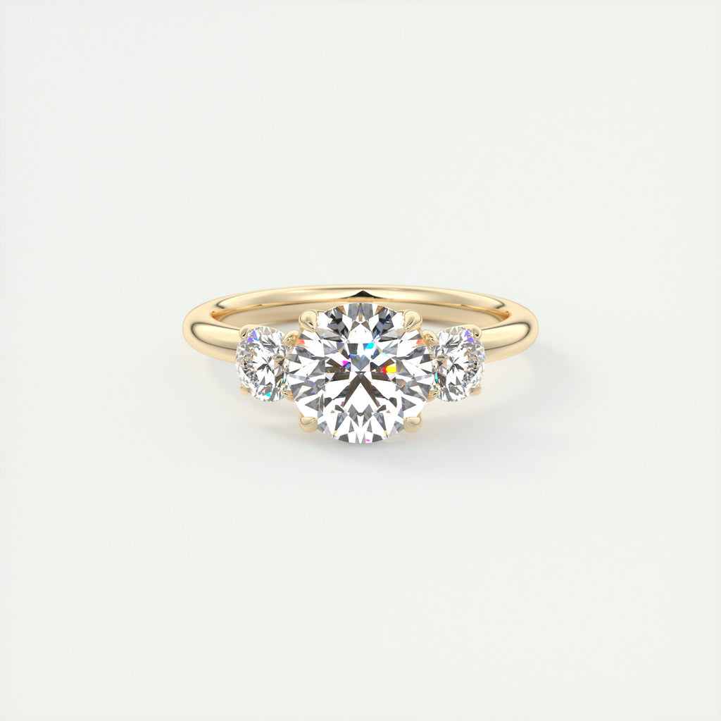 1.5 Carat Round Petal Floral Three-Stone Engagement Ring