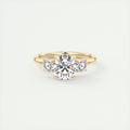 1.5 Carat Round Petal Floral Three-Stone Engagement Ring