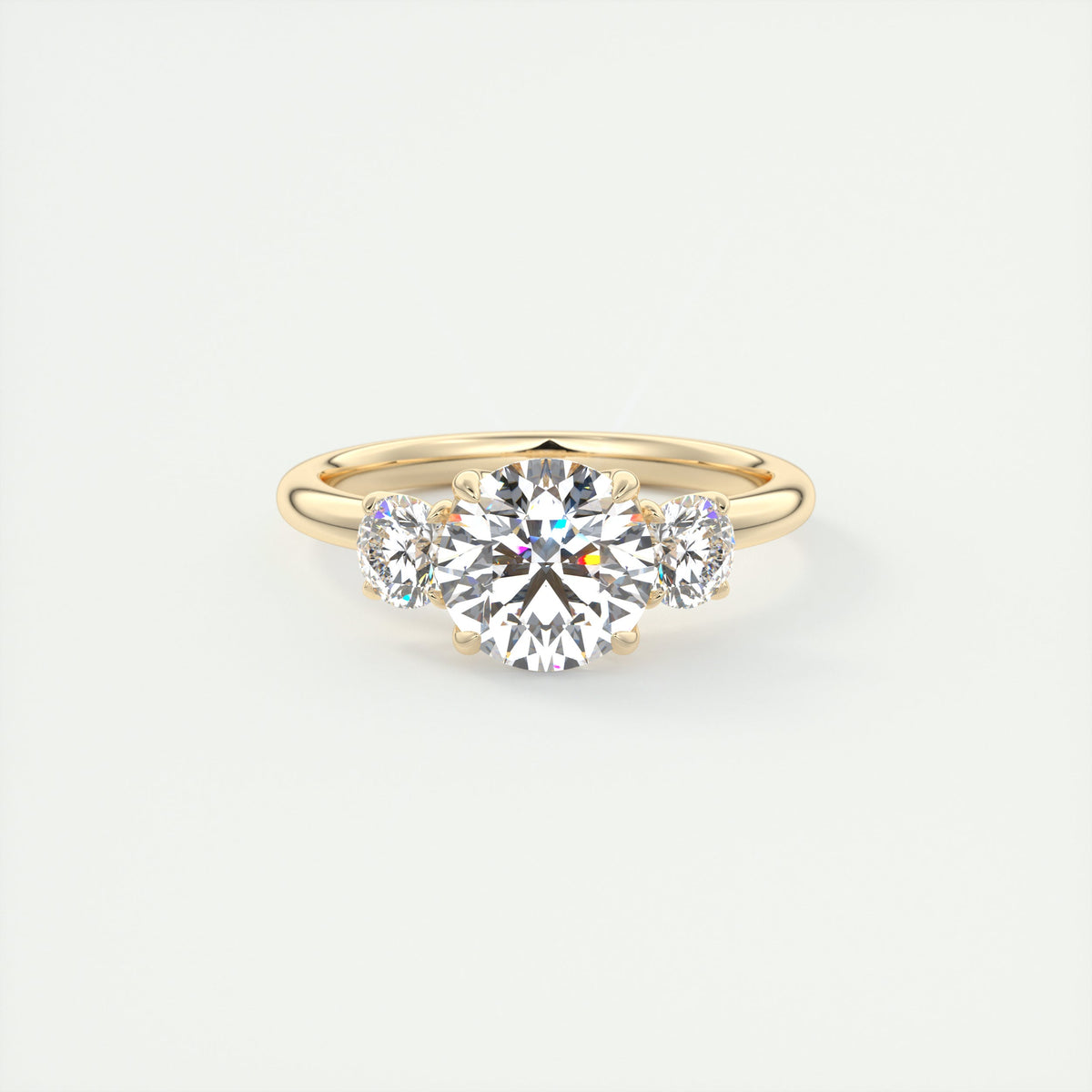 1.5 Carat Round Petal Floral Three-Stone Engagement Ring