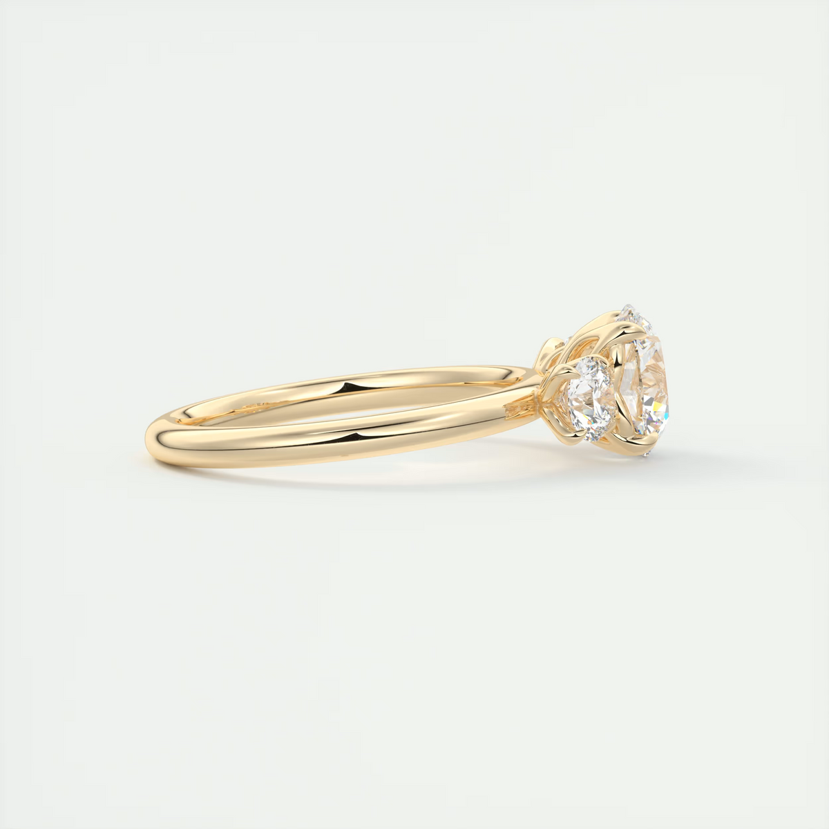 1.5 Carat Round Petal Floral Three-Stone Engagement Ring