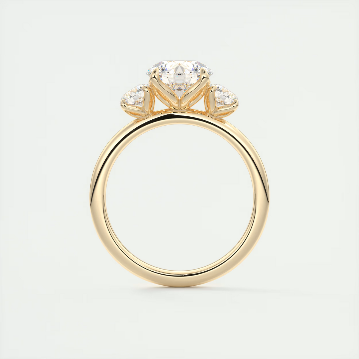 1.5 Carat Round Petal Floral Three-Stone Engagement Ring