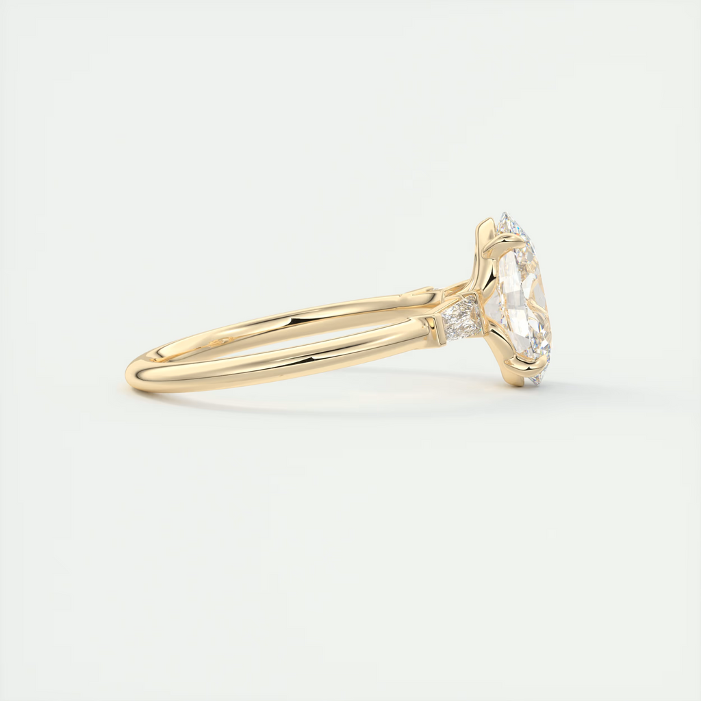 2 Carat Oval Plunge Three-Stone Engagement Ring