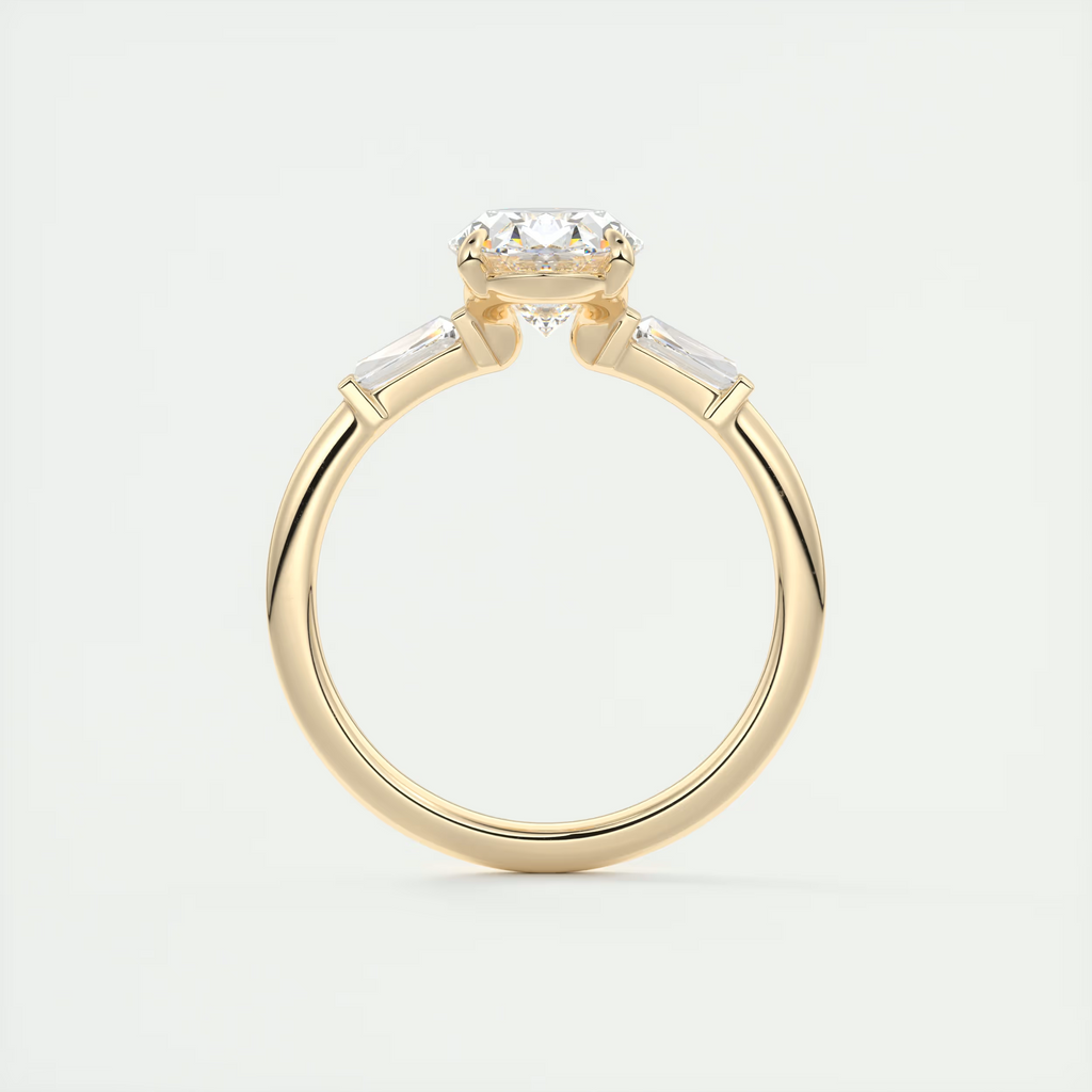 2 Carat Oval Plunge Three-Stone Engagement Ring
