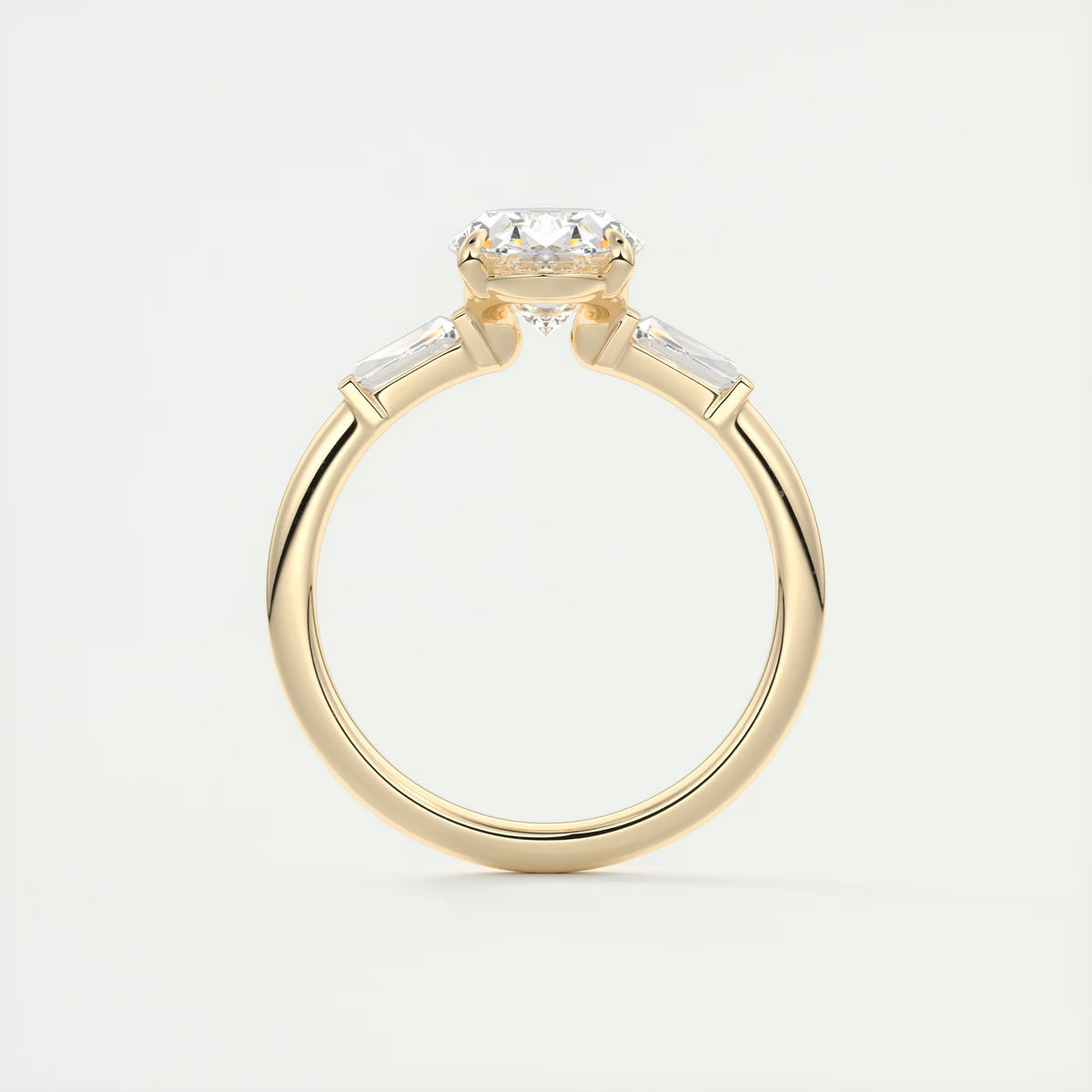 2 Carat Oval Plunge Three-Stone Engagement Ring