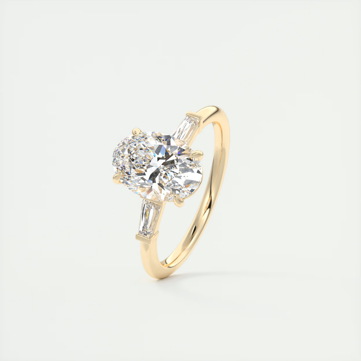 2 Carat Oval Plunge Three-Stone Engagement Ring
