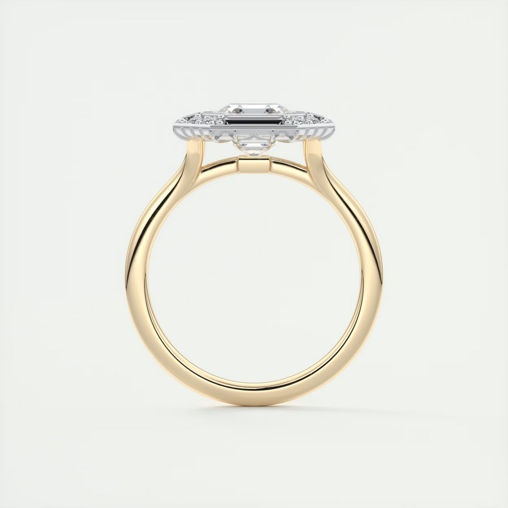 Glamour 2 Carat Asscher Center Baguette & Round Halo