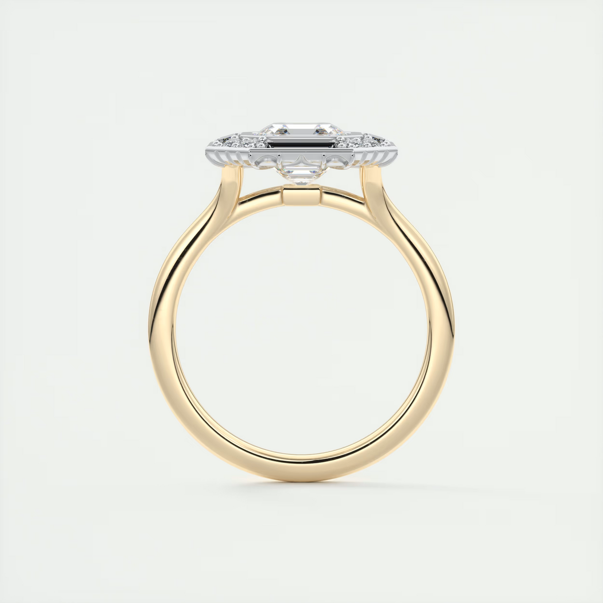 Glamour 2 Carat Asscher Center Baguette & Round Halo