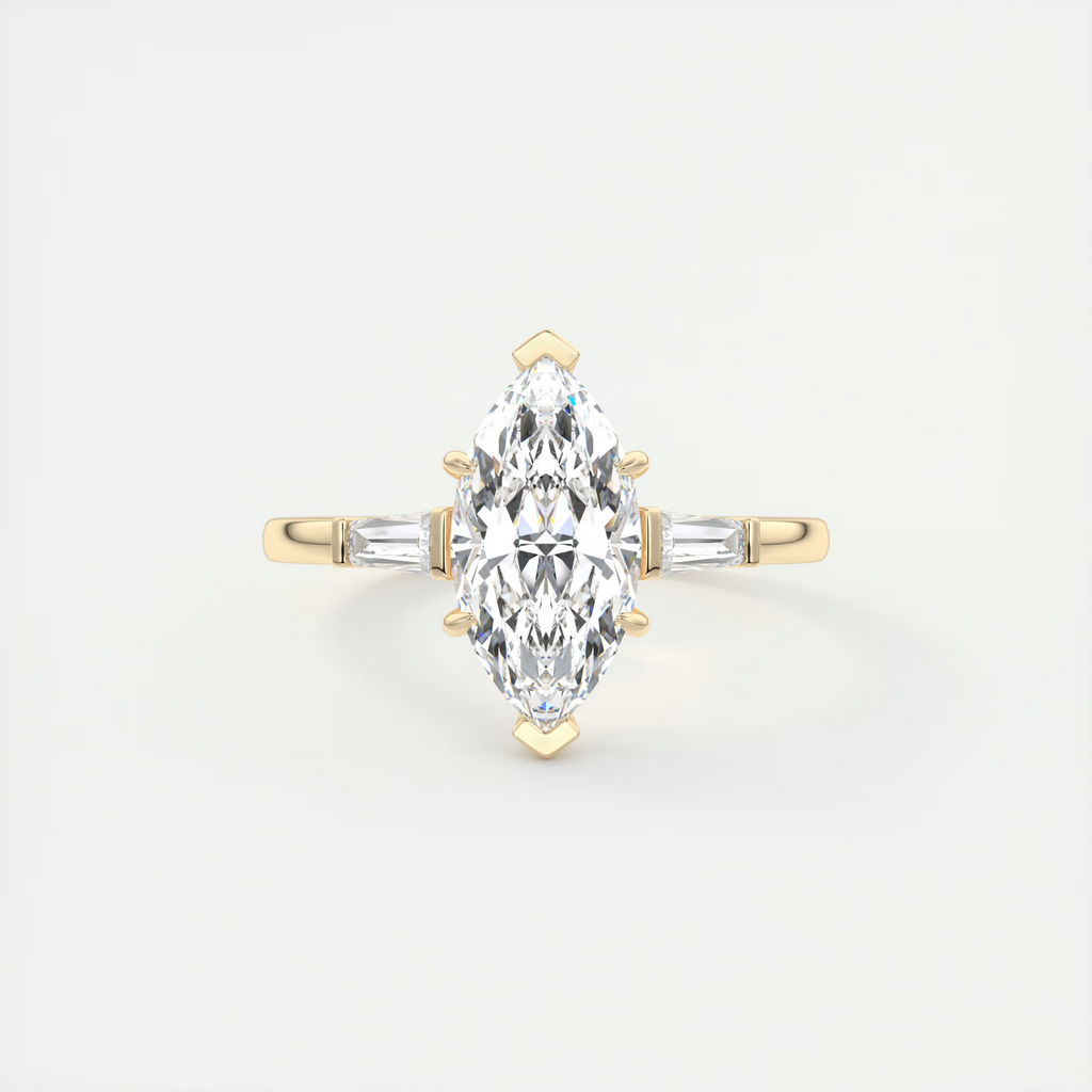 2 Carat Marquise Flush Stacking Three-Stone Engagement Ring