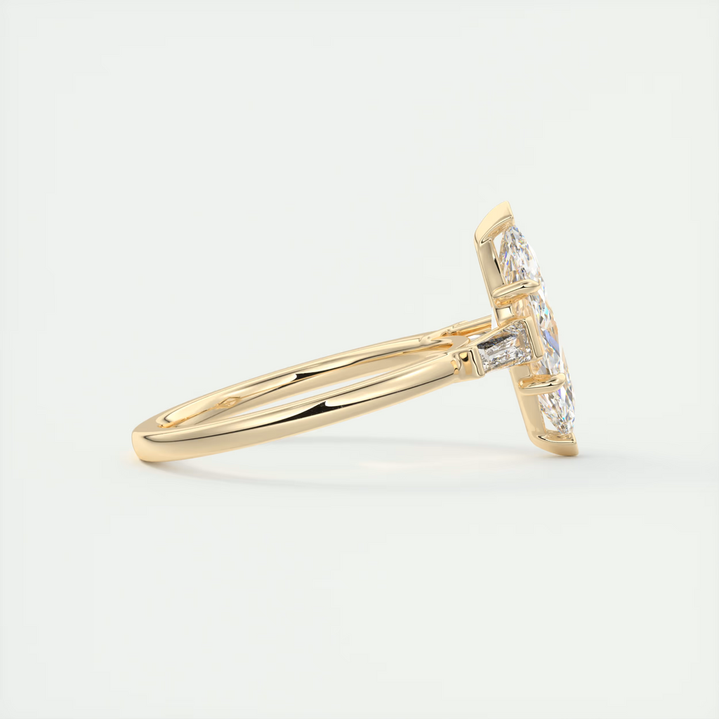 2 Carat Marquise Flush Stacking Three-Stone Engagement Ring