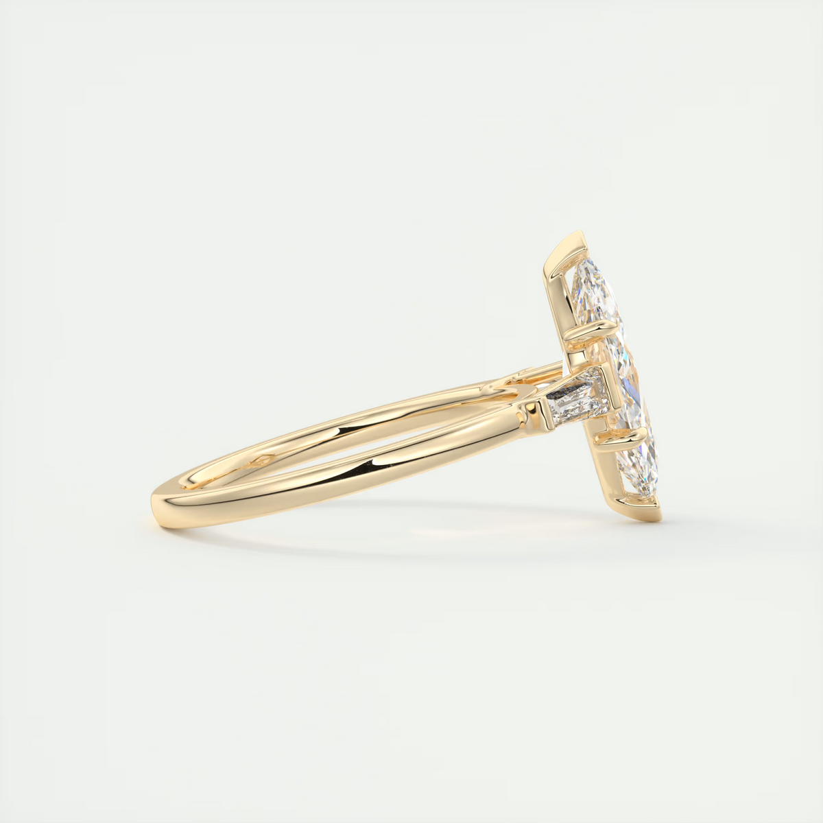 2 Carat Marquise Flush Stacking Three-Stone Engagement Ring