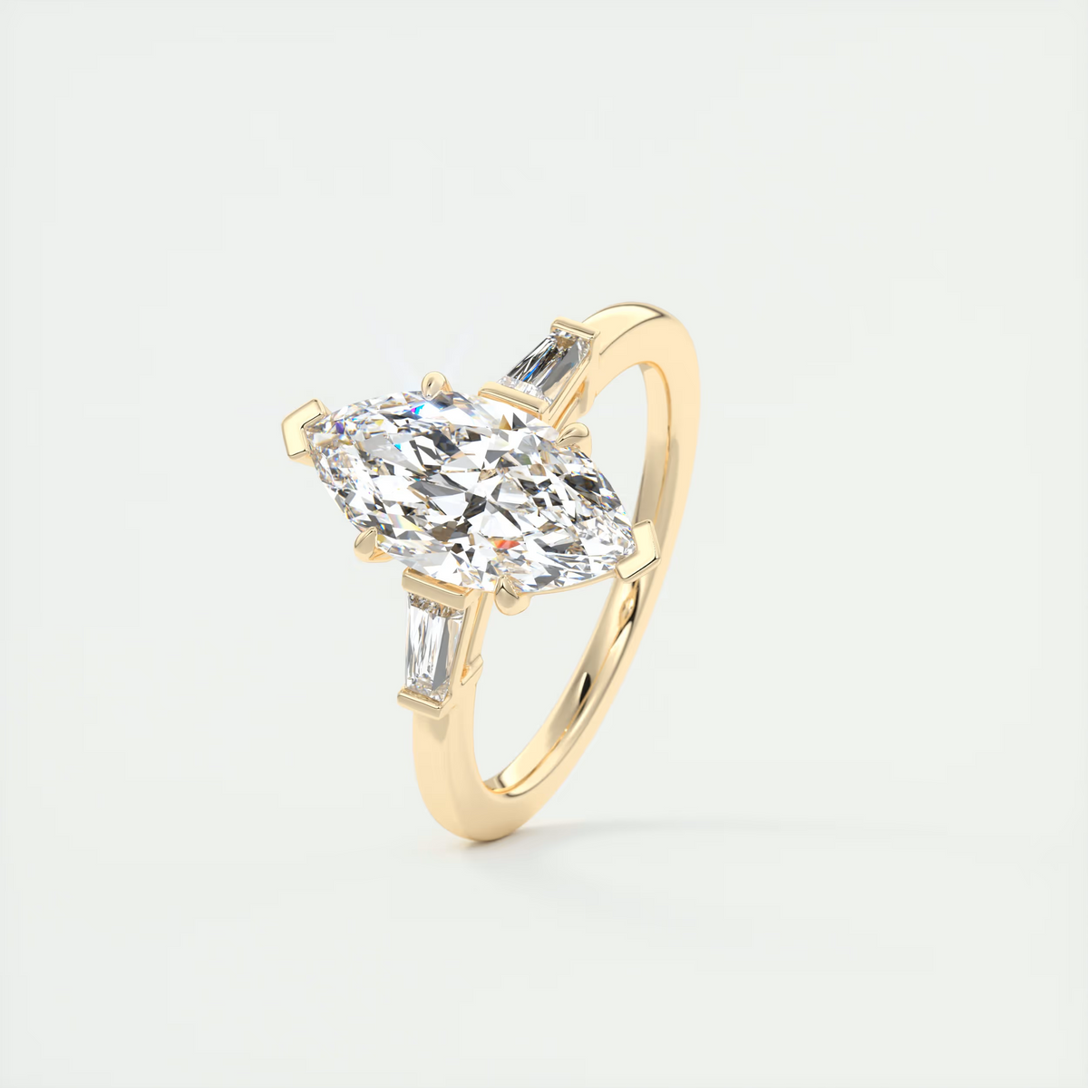 2 Carat Marquise Flush Stacking Three-Stone Engagement Ring