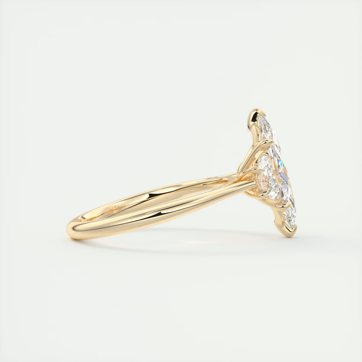 2 Carat Marquise Half Moon Three-Stone Engagement Ring