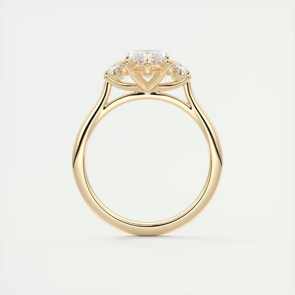 2 Carat Marquise Half Moon Three-Stone Engagement Ring