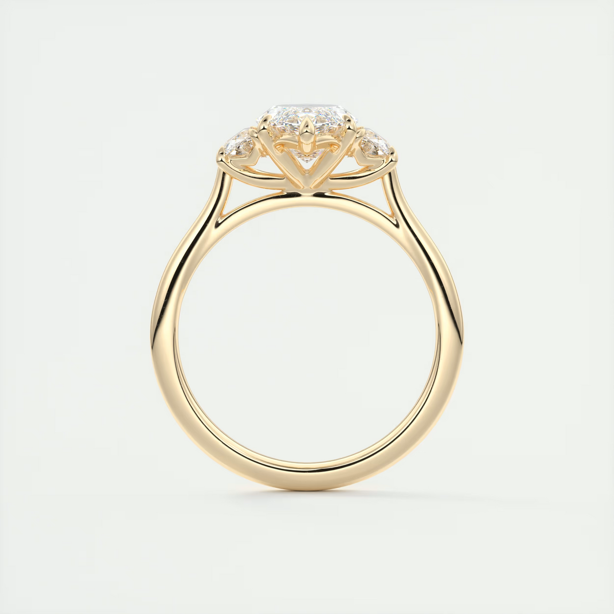 2 Carat Marquise Half Moon Three-Stone Engagement Ring