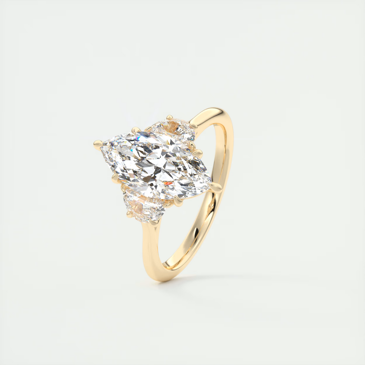 2 Carat Marquise Half Moon Three-Stone Engagement Ring