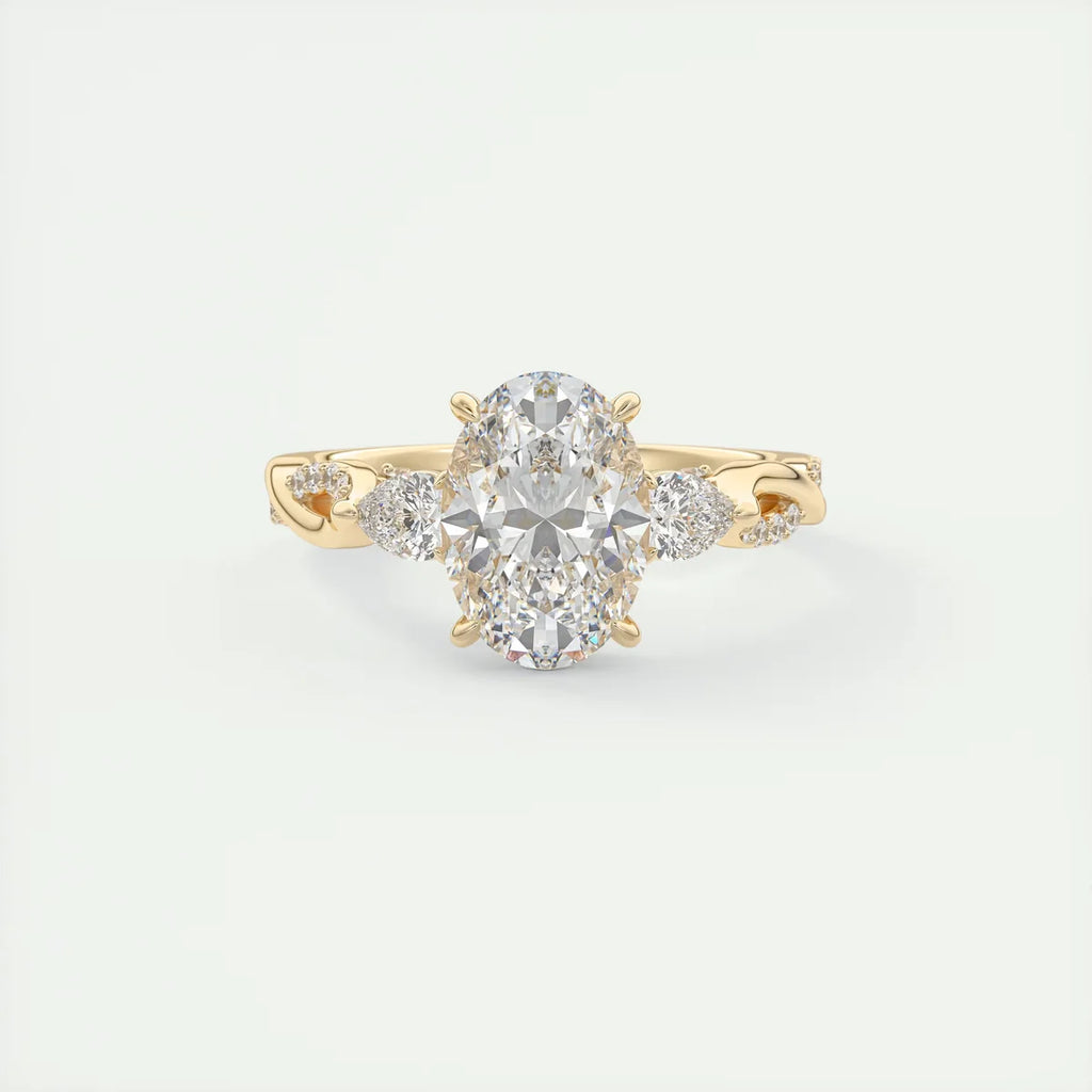 2 Carat Twisted Pavé Oval Solitaire