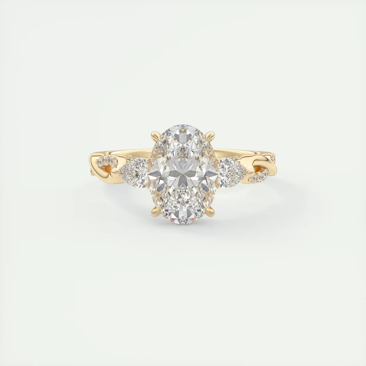 2 Carat Twisted Pavé Oval Solitaire