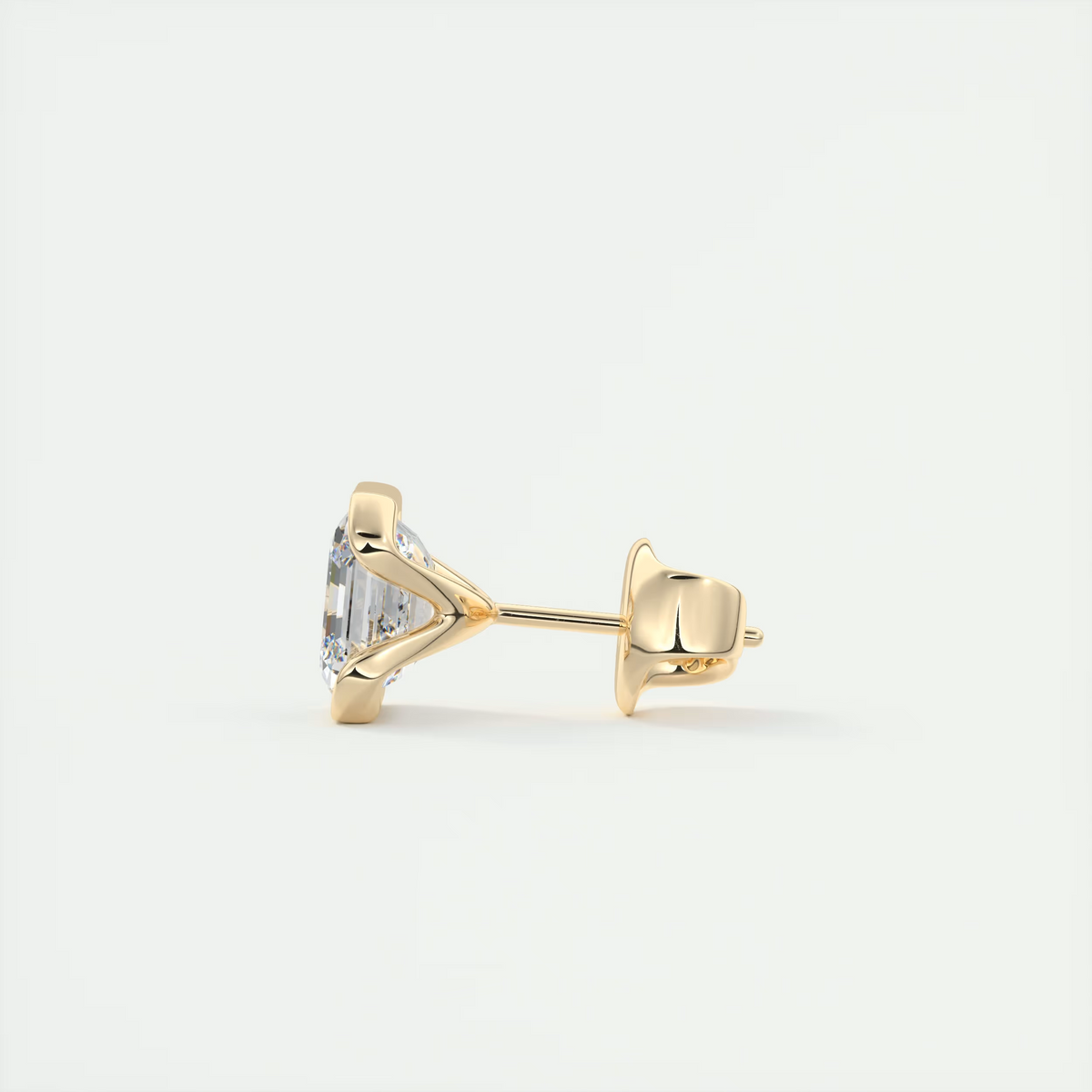 2 ct Asscher Half Bezel Diamond Studs