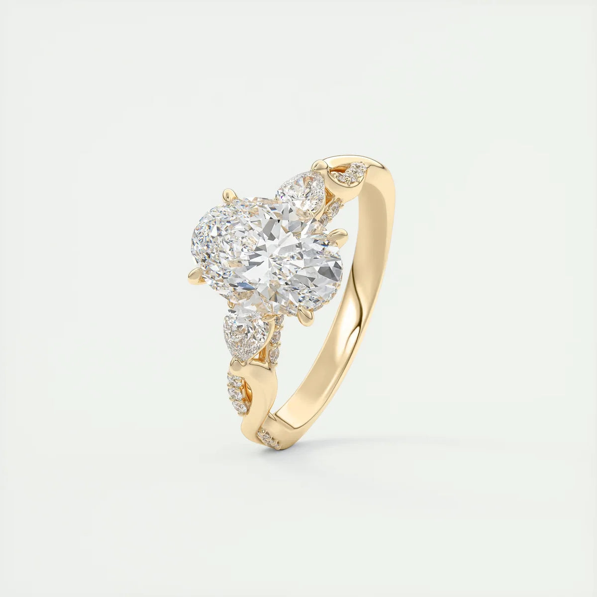 2 Carat Twisted Pavé Oval Solitaire