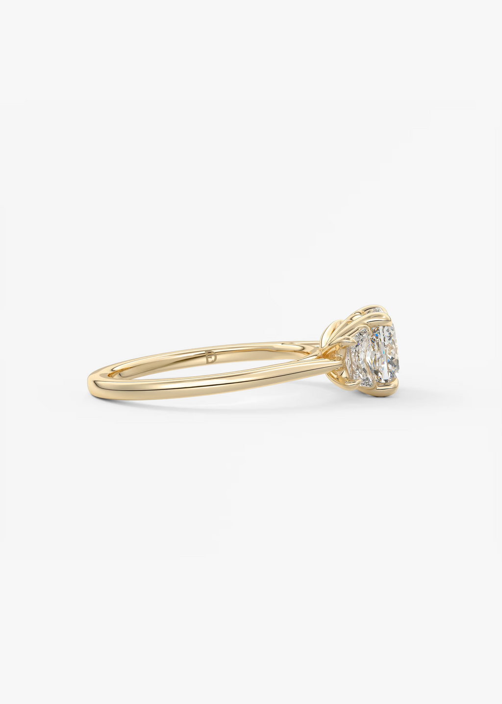 2 Carat Cushion Trapezoid Three-Stone Engagement Ring