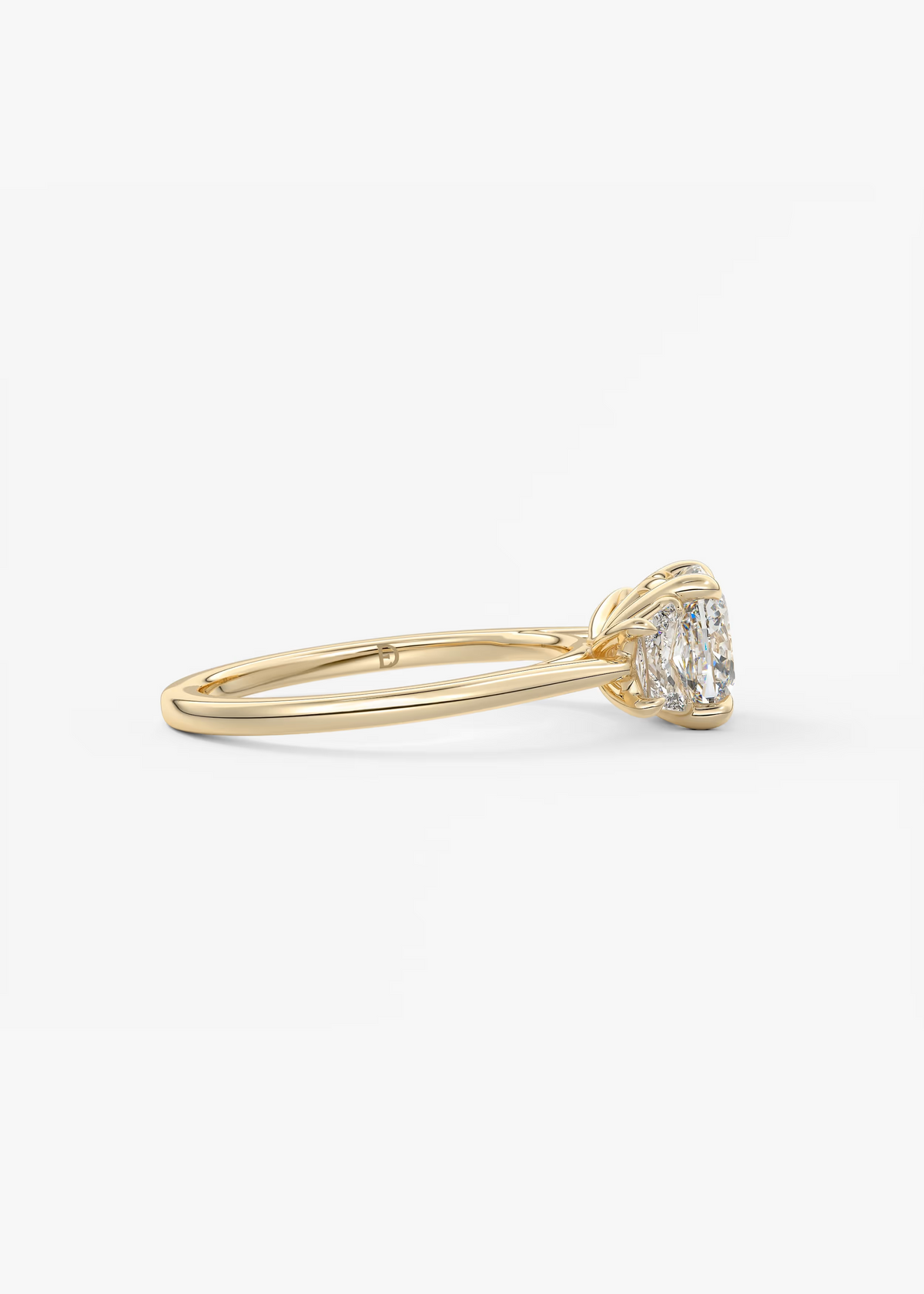 2 Carat Cushion Trapezoid Three-Stone Engagement Ring