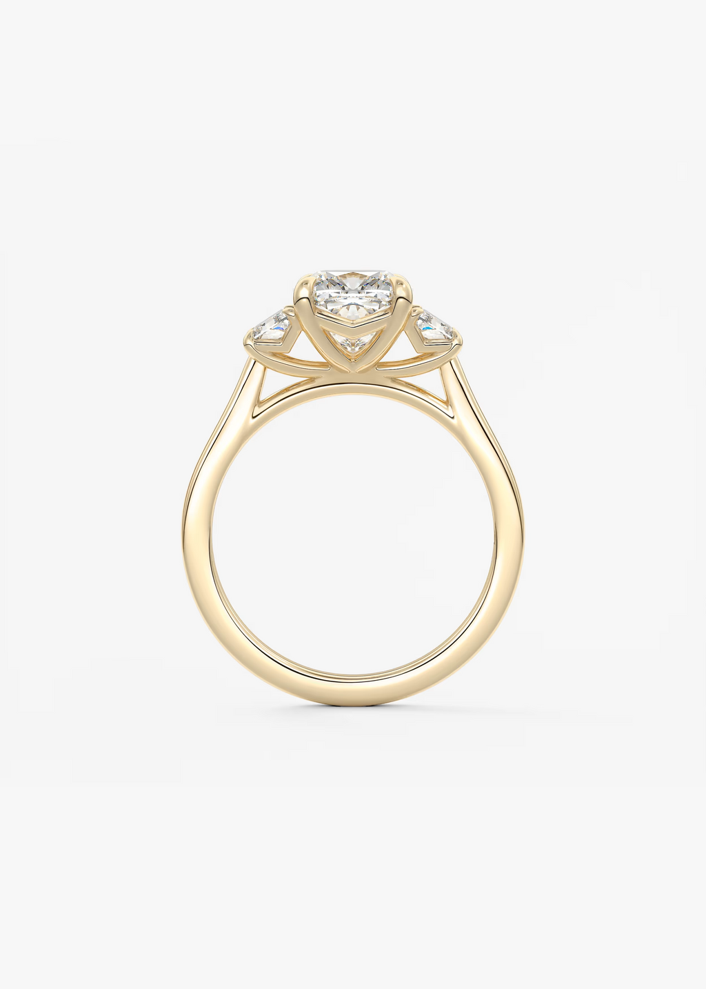 2 Carat Cushion Trapezoid Three-Stone Engagement Ring