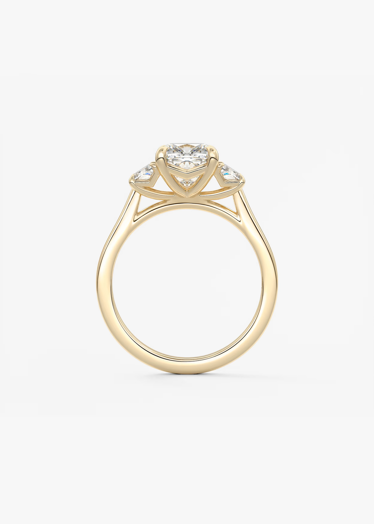 2 Carat Cushion Trapezoid Three-Stone Engagement Ring