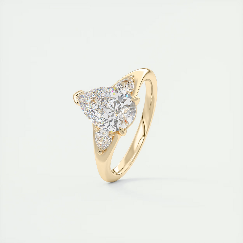 2 Carat Pear Three-Stone Split Shank Engagement Ring