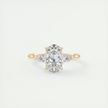 2 Carat Oval Cathedral Three-Stone Engagement Ring