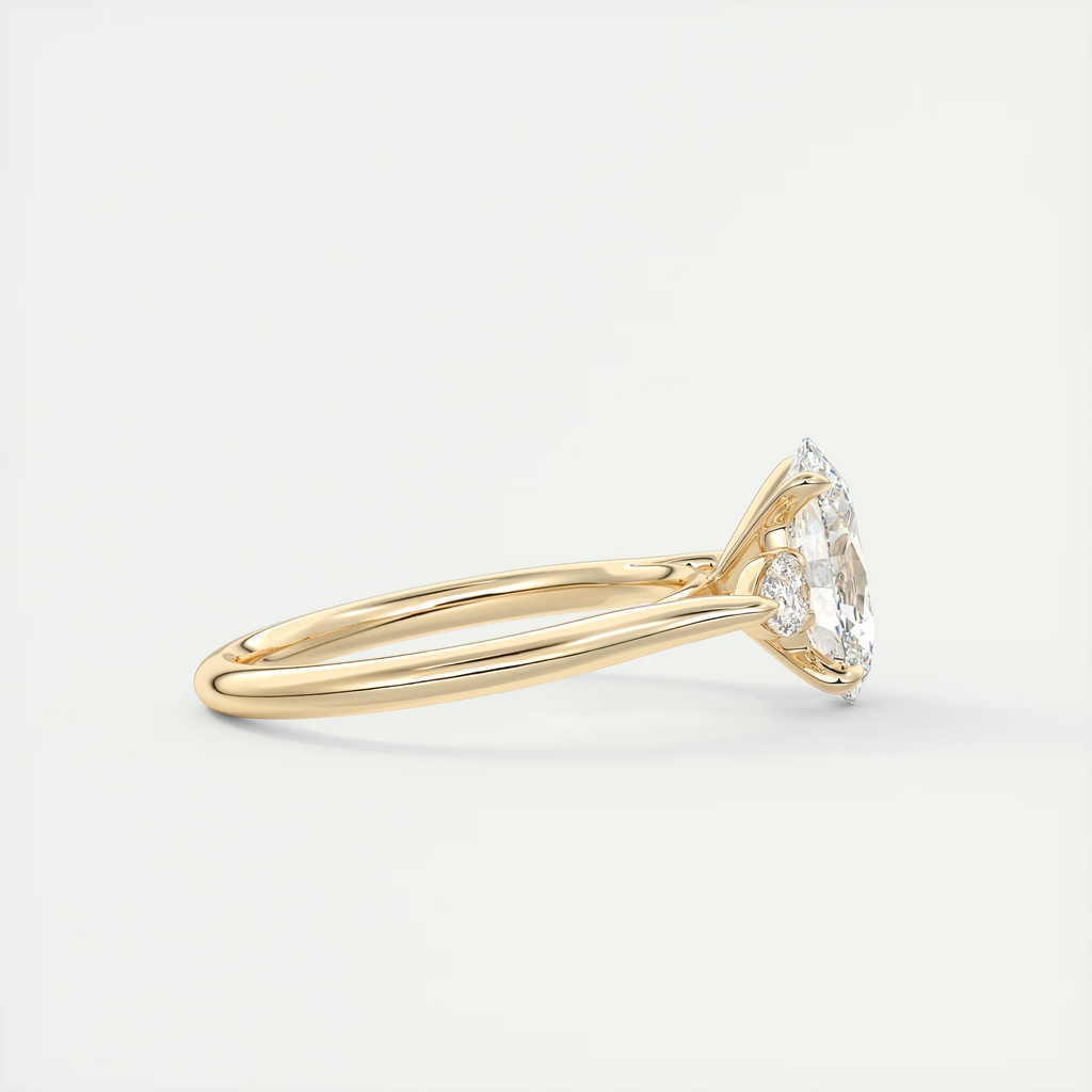 2 Carat Oval Cathedral Three-Stone Engagement Ring