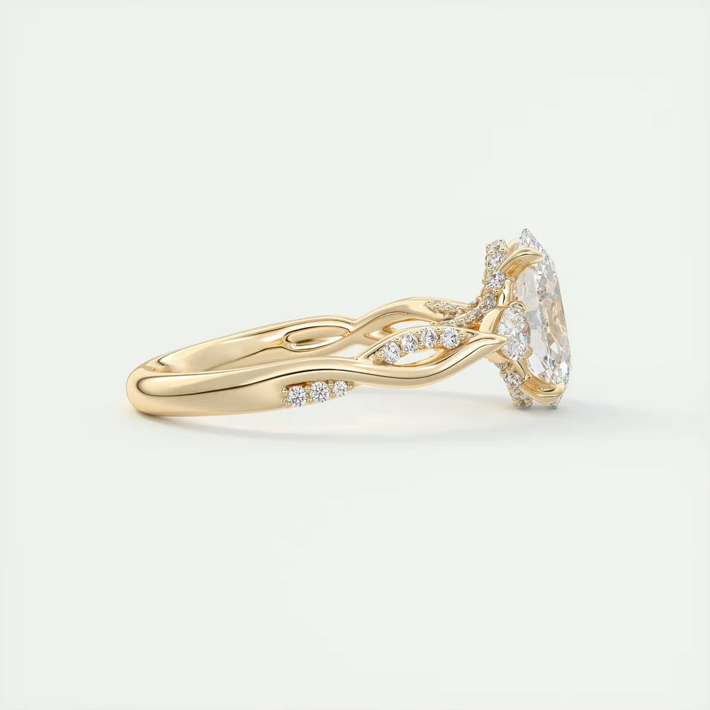 2 Carat Twisted Pavé Oval Solitaire