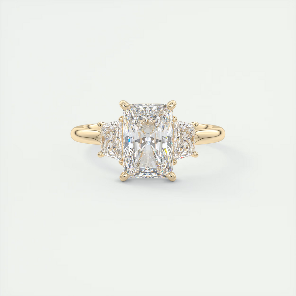 2 Carat Radiant Plunge Three-Stone Engagement Ring