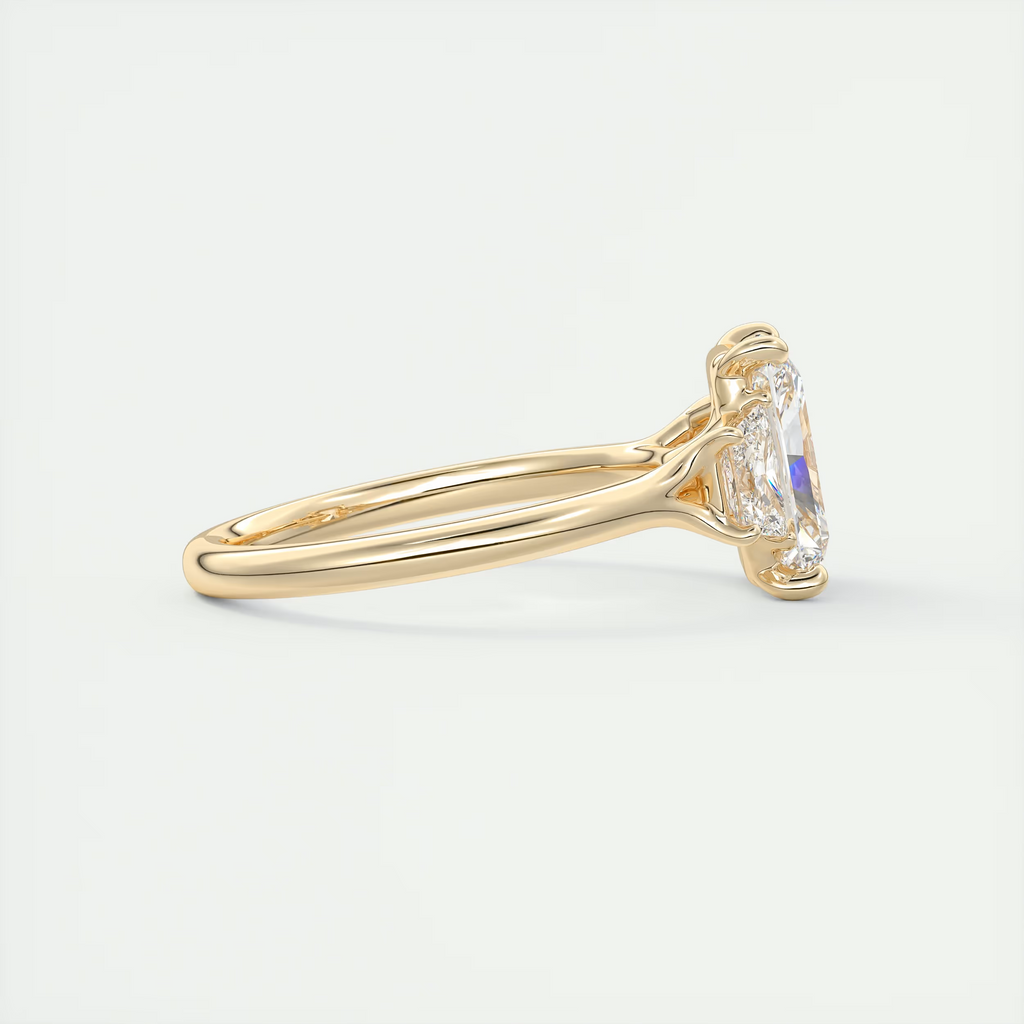 2 Carat Radiant Plunge Three-Stone Engagement Ring