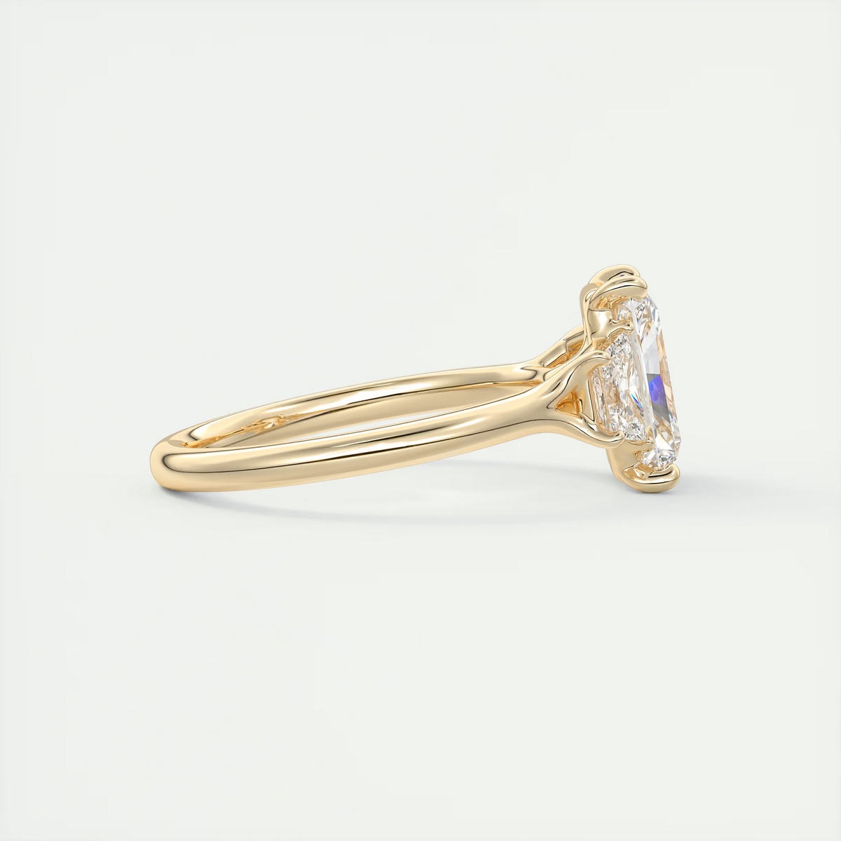 2 Carat Radiant Plunge Three-Stone Engagement Ring