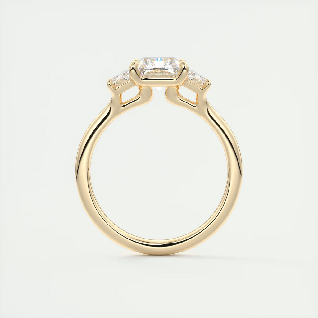 2 Carat Radiant Plunge Three-Stone Engagement Ring