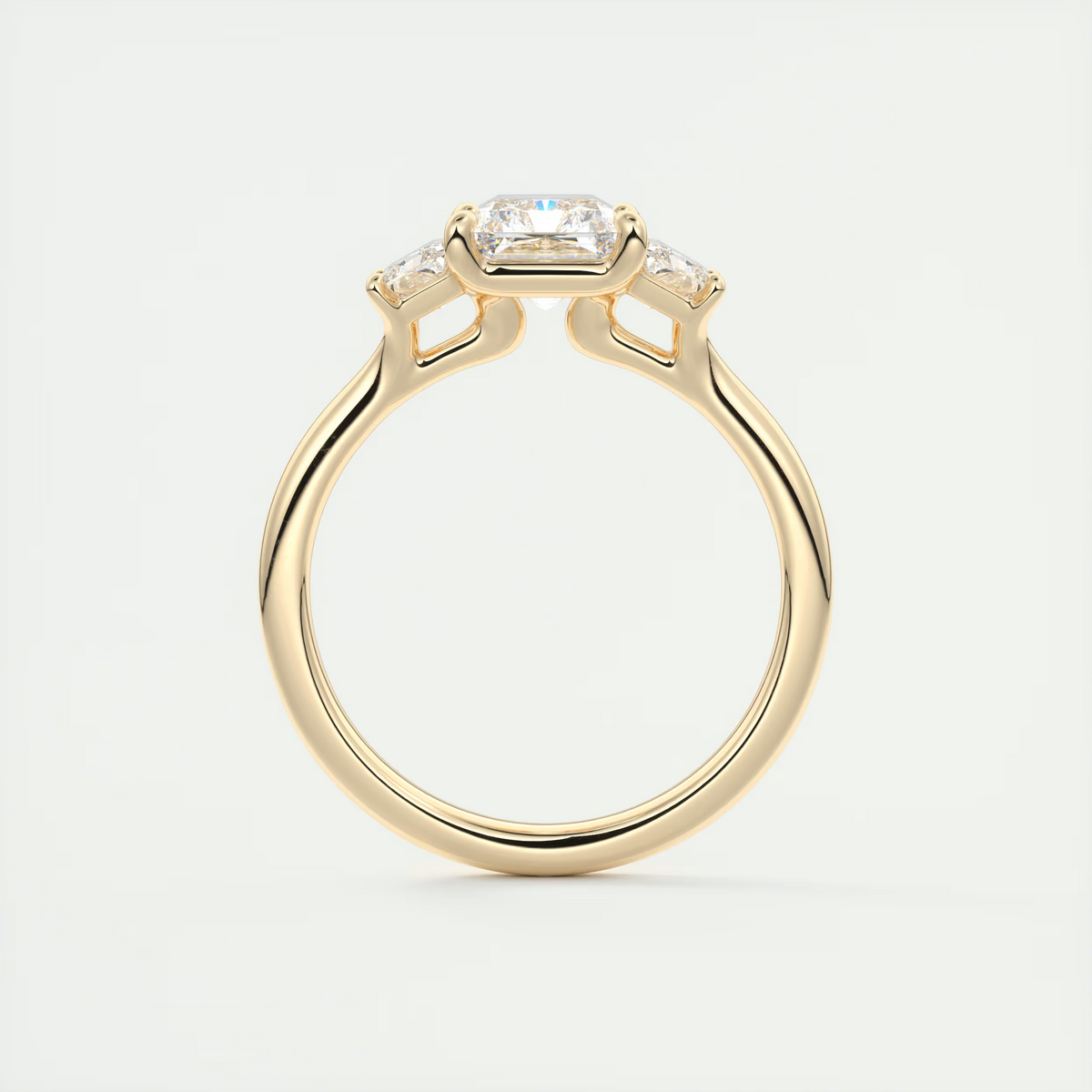 2 Carat Radiant Plunge Three-Stone Engagement Ring
