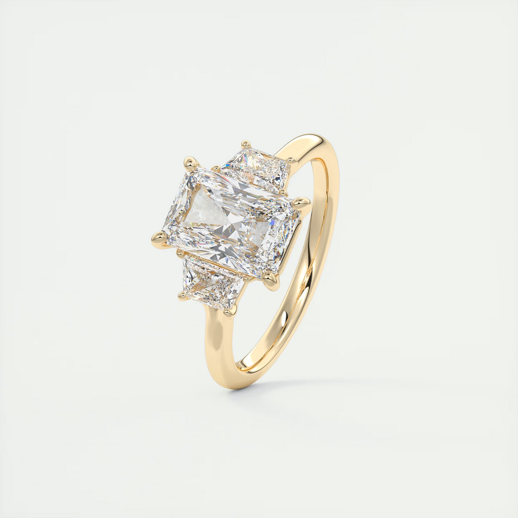 2 Carat Radiant Plunge Three-Stone Engagement Ring