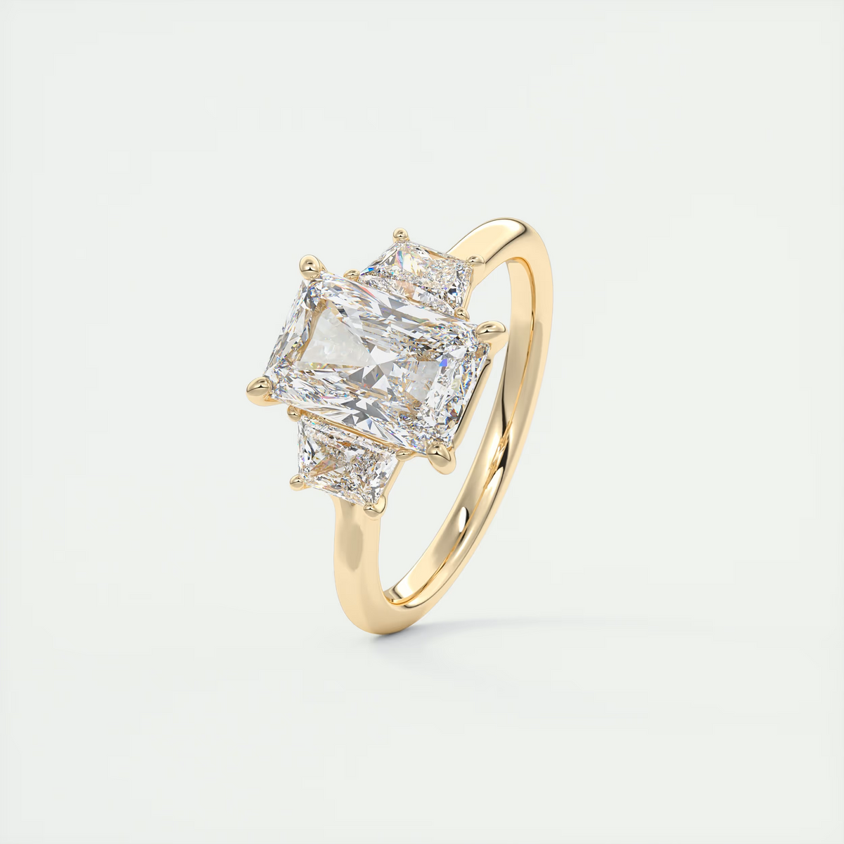 2 Carat Radiant Plunge Three-Stone Engagement Ring