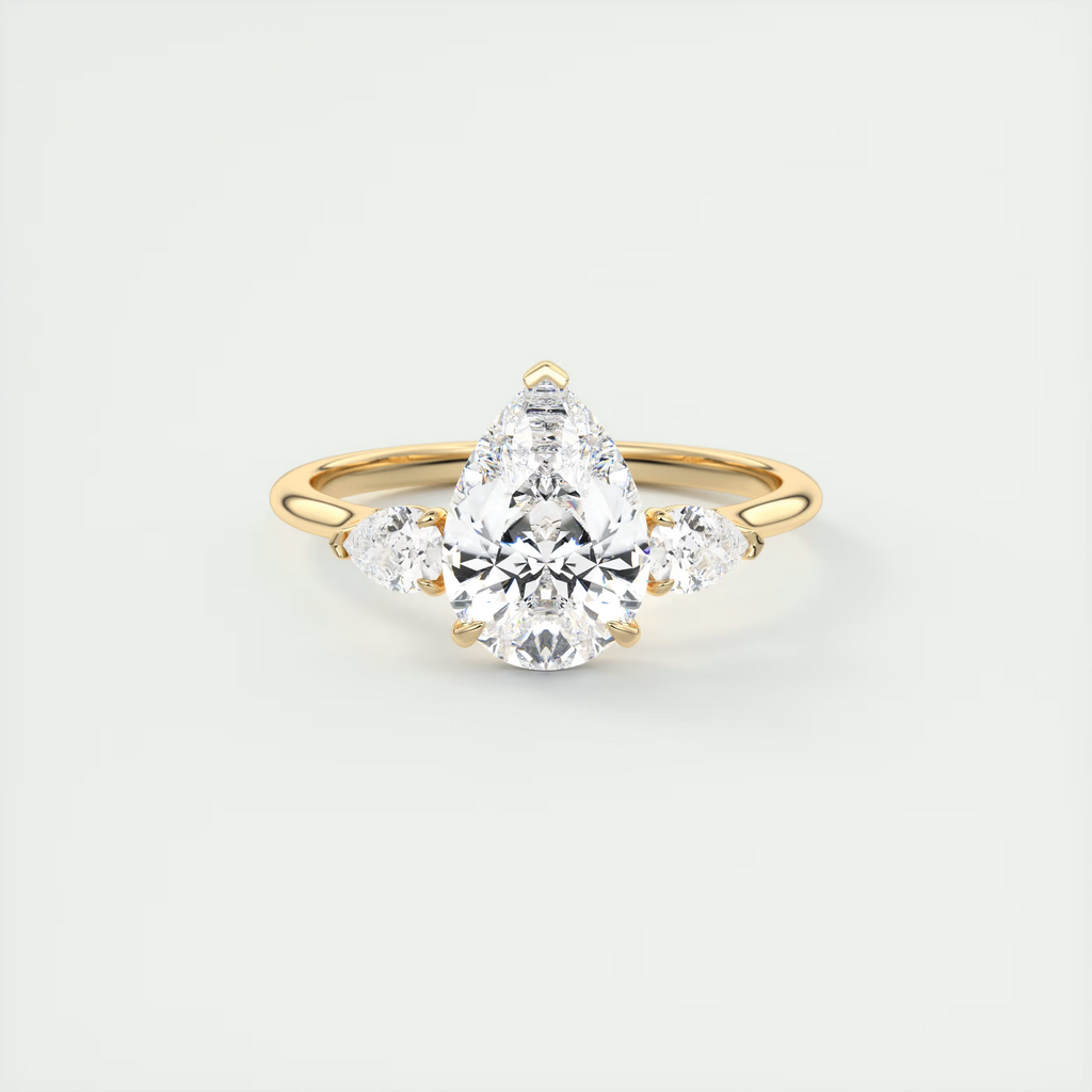 2 Carat Pear Flush Stacking Three-Stone Engagement Ring
