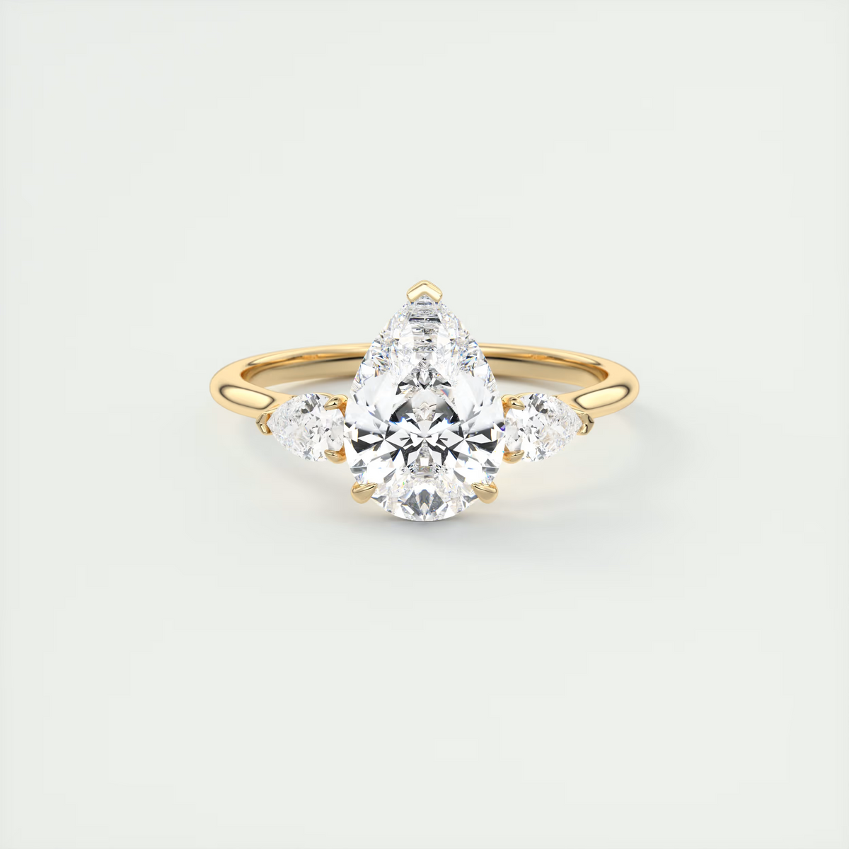 2 Carat Pear Flush Stacking Three-Stone Engagement Ring