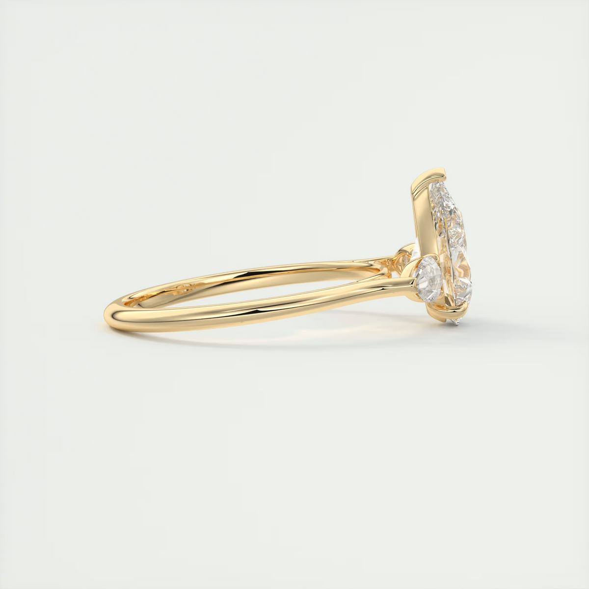 2 Carat Pear Flush Stacking Three-Stone Engagement Ring