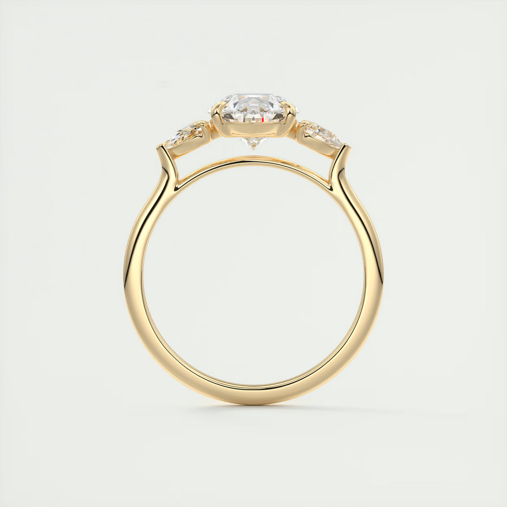 2 Carat Pear Flush Stacking Three-Stone Engagement Ring