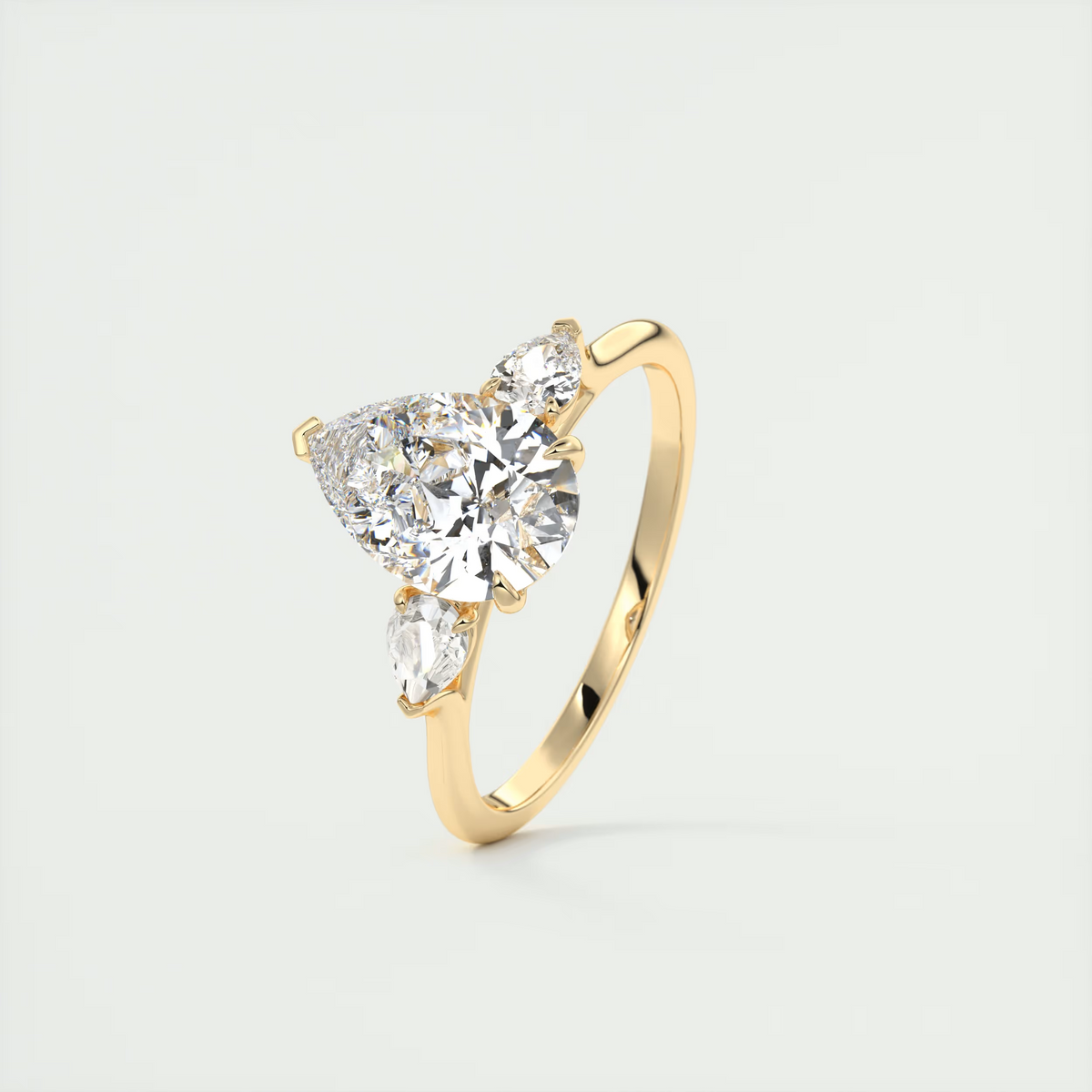 2 Carat Pear Flush Stacking Three-Stone Engagement Ring