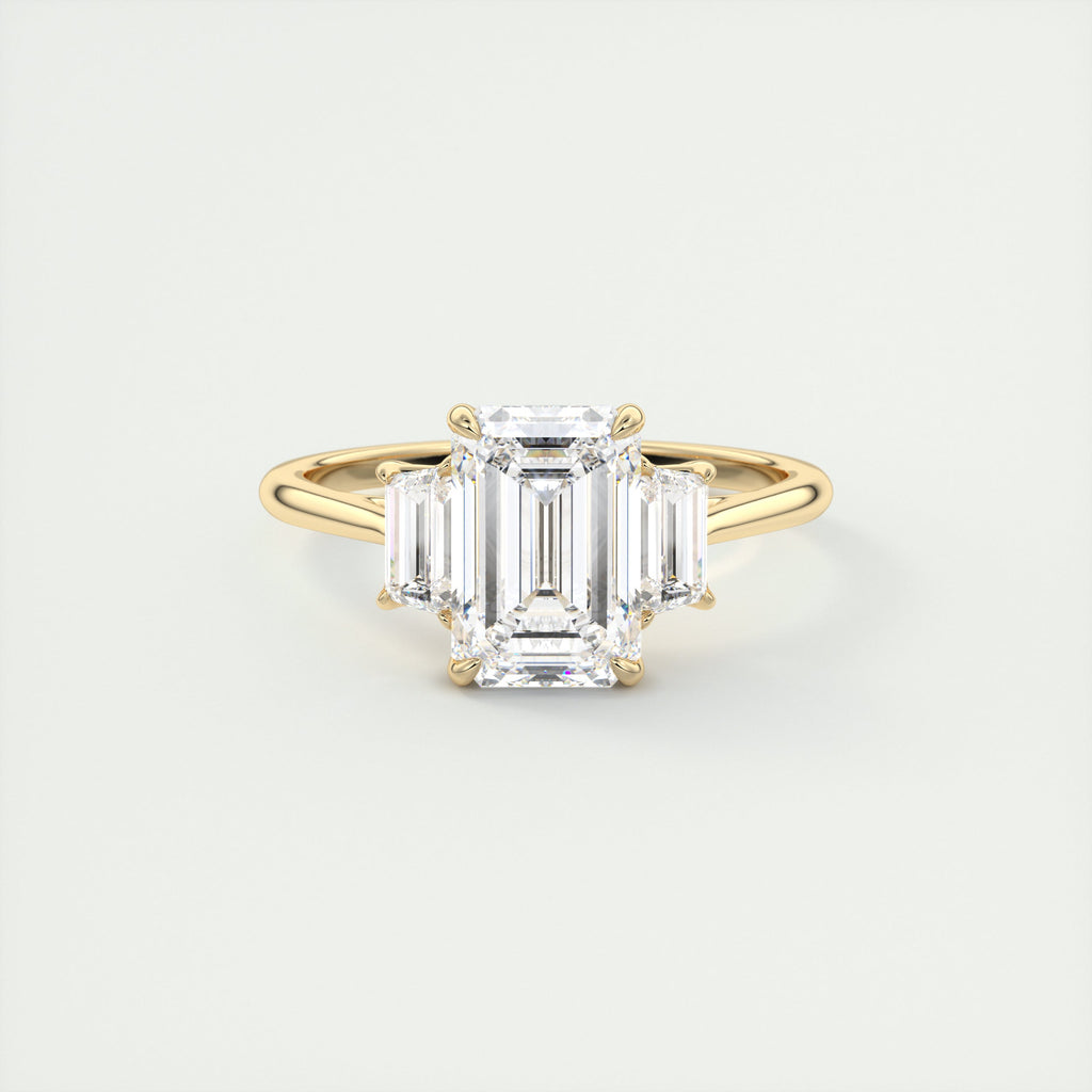 2 Carat Emerald Cut Trapezoid Three-Stone Engagement Ring
