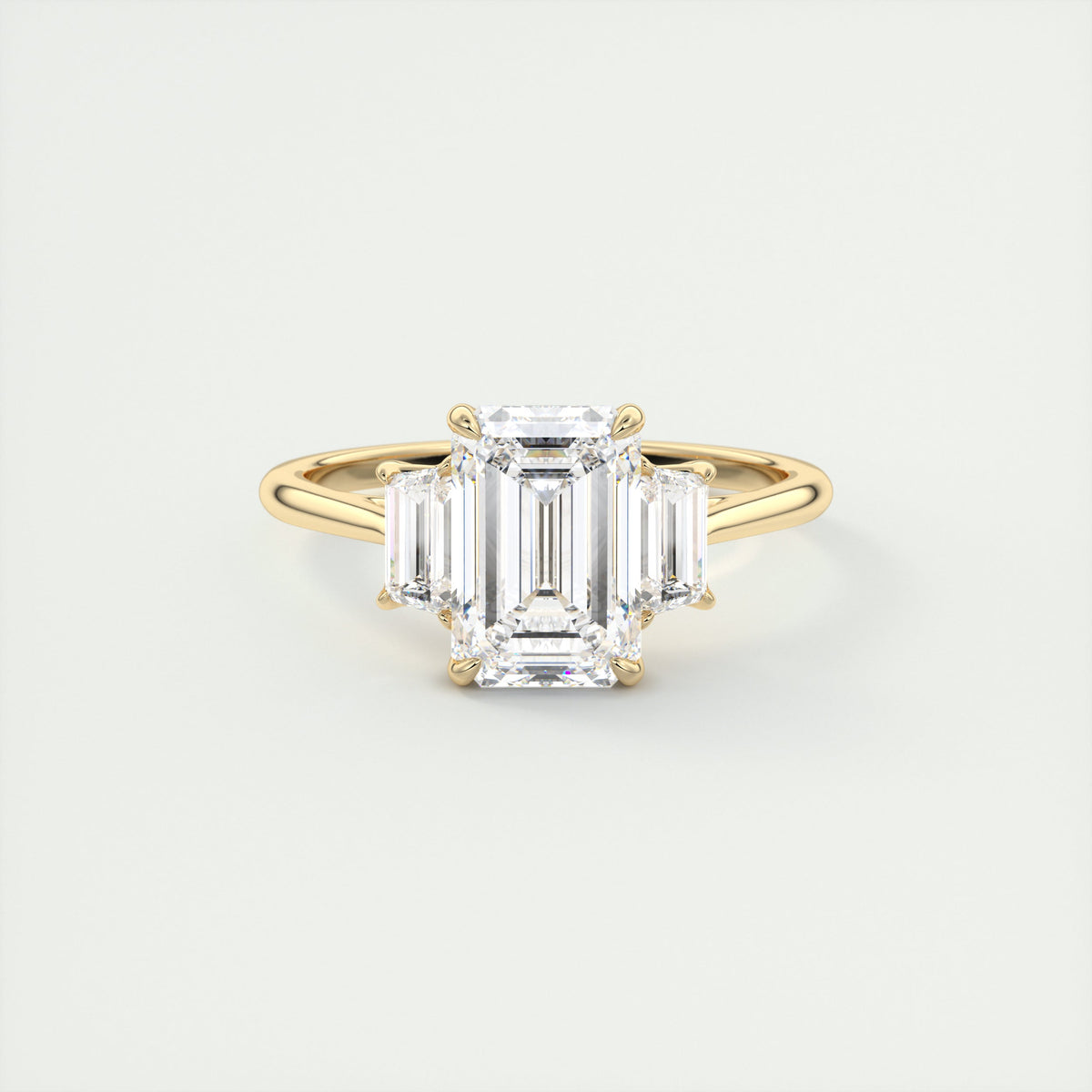 2 Carat Emerald Cut Trapezoid Three-Stone Engagement Ring