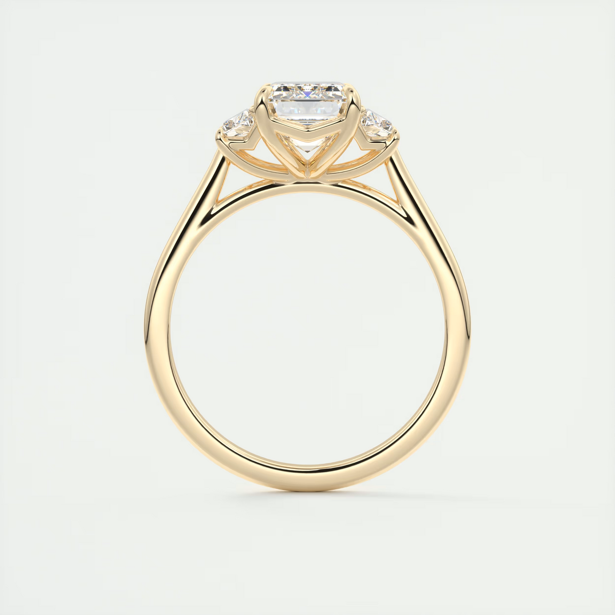 2 Carat Emerald Cut Trapezoid Three-Stone Engagement Ring